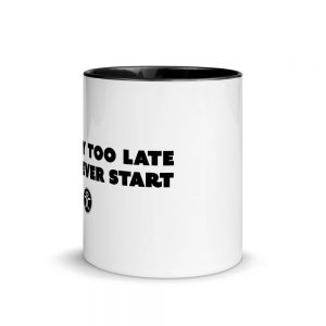 white with black coffee mug